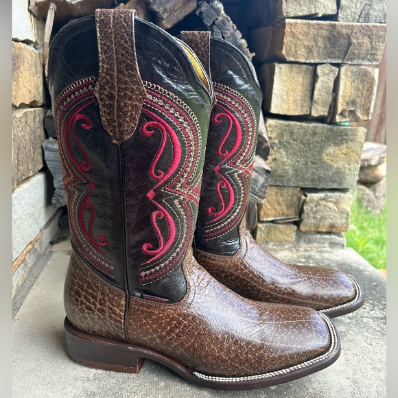 Men's Brown Western leather RousWest Boots New with box Sz-27.5 (US 9) locBB - Picture 2 of 13
